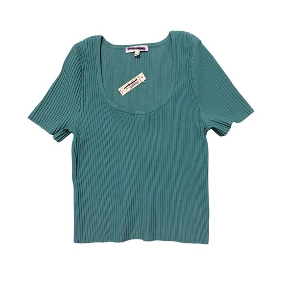 Madewell Ottoman Crop Sweater Tee Size S Turquoise Waters Short Sleeve - Picture 2 of 5
